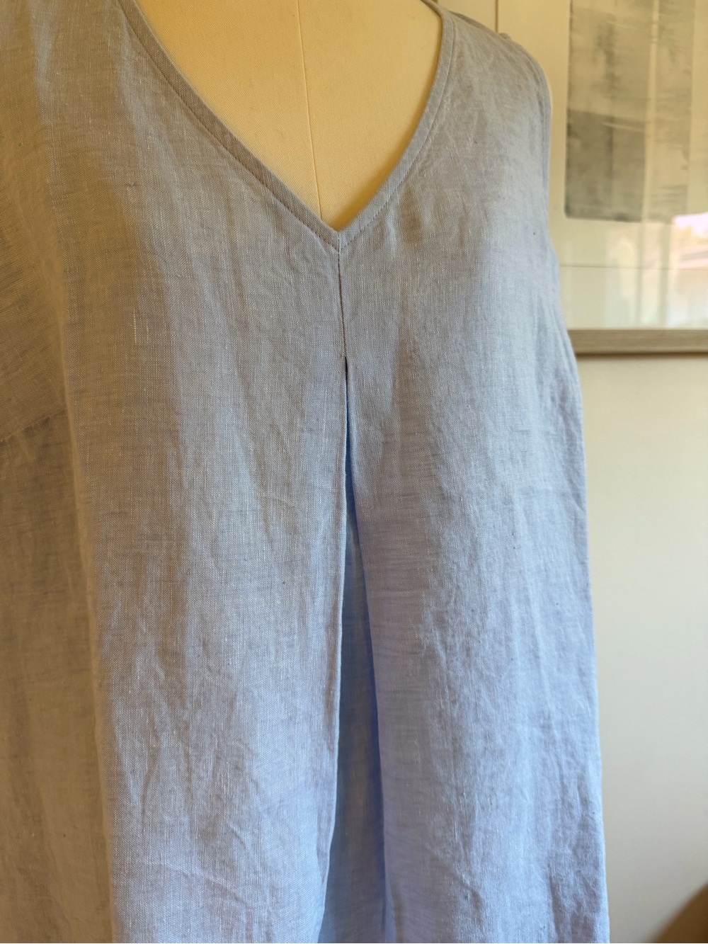 J. Jill Heathered Pale Blue Linen Shift Dress - Picture 3 of 6